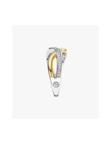 Anillo orgánico abierto de circonita plata de 1ª ley