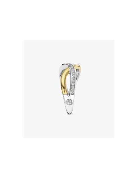 Anillo orgánico abierto de circonita plata de 1ª ley