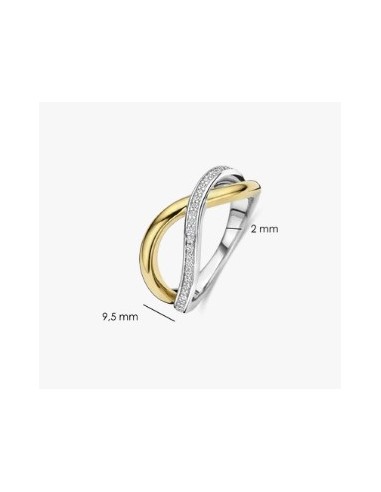 Anillo orgánico abierto de circonita plata de 1ª ley