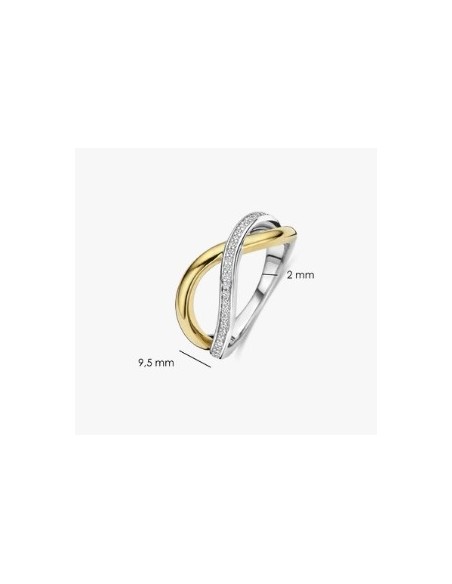 Anillo orgánico abierto de circonita plata de 1ª ley