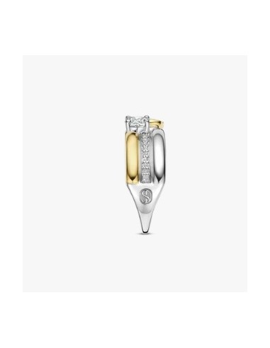 Anillo triple redondo con doble circonita plata de 1ª ley