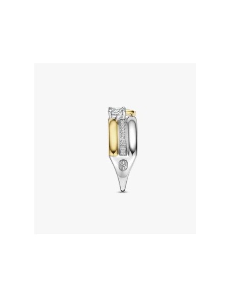 Anillo triple redondo con doble circonita plata de 1ª ley