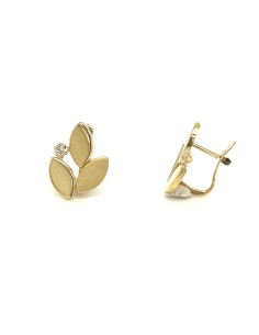 PENDIENTES HOJAS MATE ZN ORO DE 18K