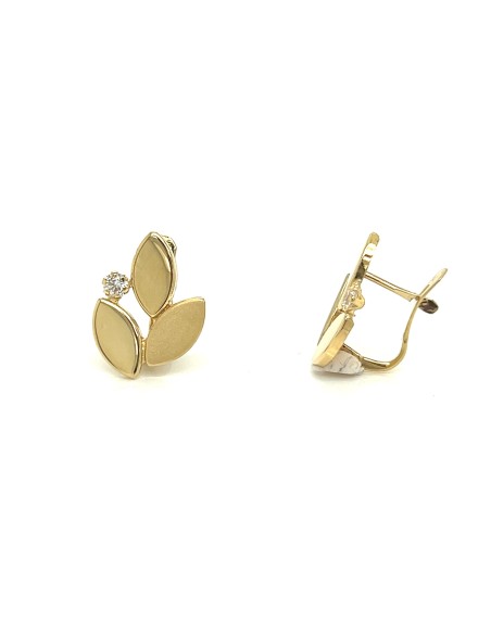 PENDIENTES HOJAS MATE ZN ORO DE 18K