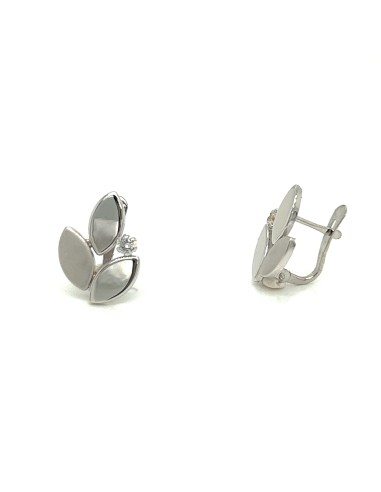 PENDIENTES HOJAS MATE ZN ORO BLANCO DE 18K