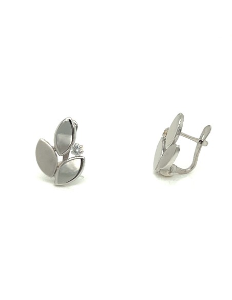 PENDIENTES HOJAS MATE ZN ORO BLANCO DE 18K
