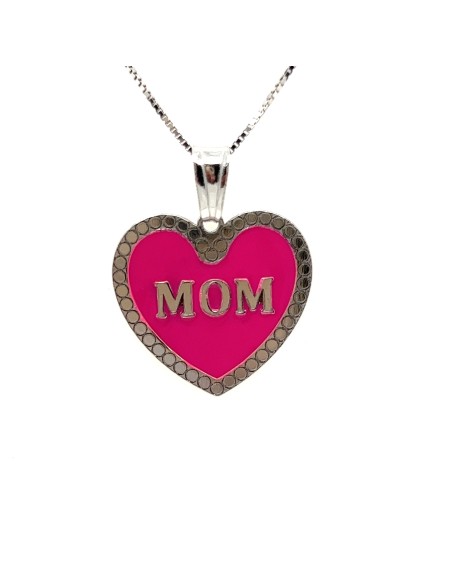 GARGANTILLA MOM ROSA LOVE PLATA DE 1ª LEY