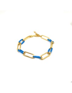 PULSERA ESLABONES AZUL ESM PLATA CHAP DE 1ª LEY