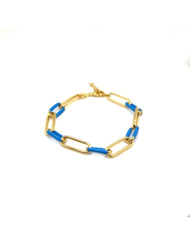 PULSERA ESLABONES AZUL ESM PLATA CHAP DE 1ª LEY