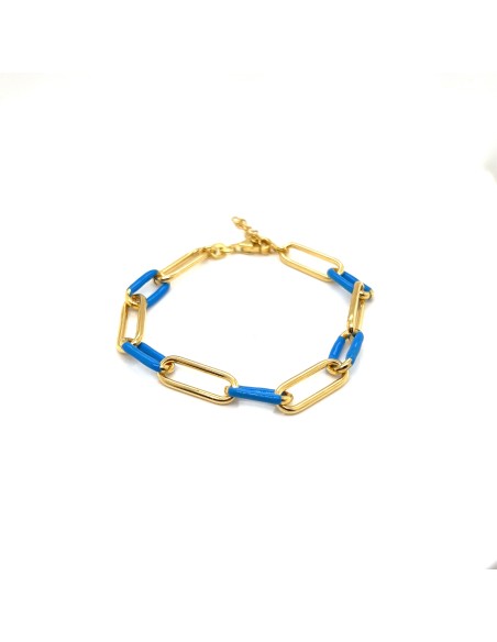 PULSERA ESLABONES AZUL ESM PLATA CHAP DE 1ª LEY