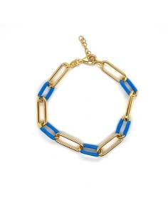 PULSERA ESLABONES AZUL ESM PLATA CHAP DE 1ª LEY 2