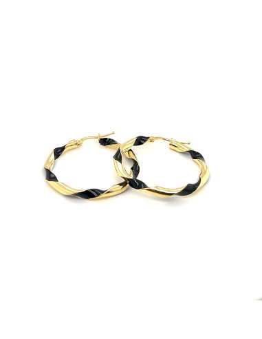 PENDIENTES ARO RIZADO FINO NEGRO PLATA-CHAP