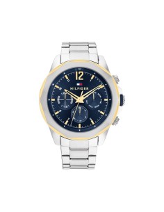 RELOJ CABALLERO TOMMY PLATEADO CON LÍNEA DORADA