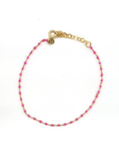 PULSERA BOLITAS ROSAS ESMAL PLATA CHAP