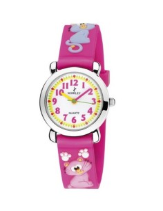 RELOJ FUCSIA GATOS CORREA DE SILICONA
