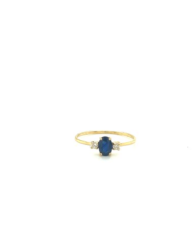 ANILLO ZAFIRO CON DOS ZN ORO DE 18K