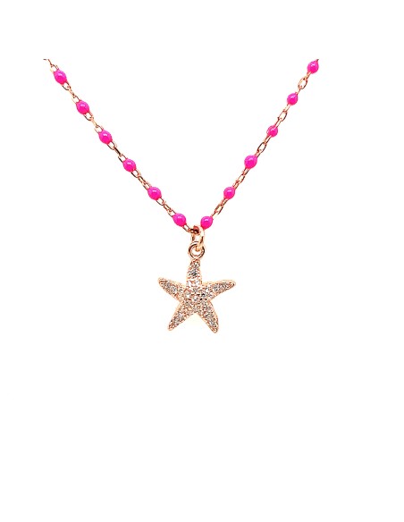 GARGANTILLA ESTRELLA ROSA PLATA