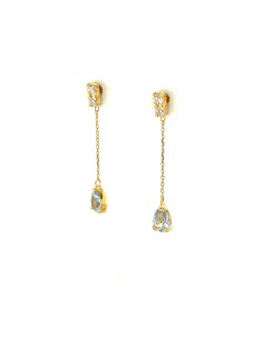 PENDIENTES  LARGOS TURQES ORO DE 18K