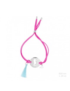 PULSERA FUCSIA CABALLITO DE MAR PLATA DE 1ª LEY