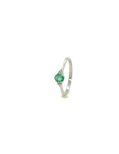 BR- ANILLO ESMERALDA BRILL ORO BLANCO DE 18K