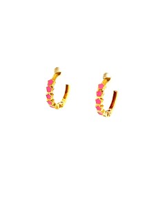 PENDIENTES ARO ESTRELLITAS ROSAS ORO DE 18K