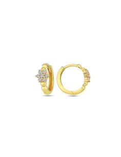 PENDIENTES ARO FLOR BOL ZN ORO DE 18K