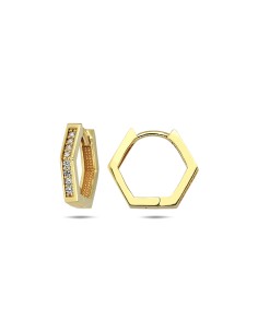 PENDIENTES HEXÁGONO ZN ORO DE 18K