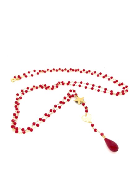 GARGANTILLA GRANATE STAR LARGA PLATA CHAP