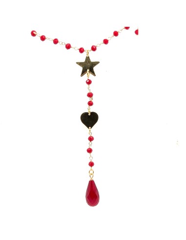 GARGANTILLA GRANATE STAR LARGA PLATA CHAP