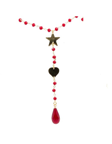 GARGANTILLA GRANATE STAR LARGA PLATA CHAP