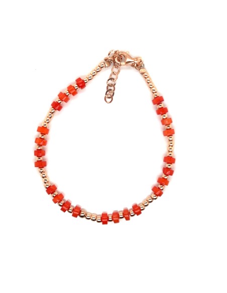 PULSERA ROJA PLATA CHAP DE ORO ROSA DE 1ª LEY