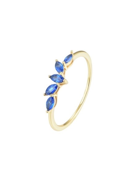 ANILLO HOJAS AZUL ZN PLATA CHAP 