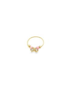 PIERCING ZN BOLITAS ROSAS ORO DE 18K