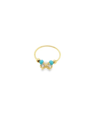 PIERCING ZN BOLITAS AZULES ORO DE 18K