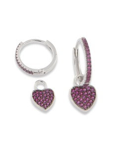 PENDIENTES ARO LOVE ROSA ZN PLATA 1ª LEY