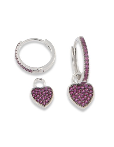 PENDIENTES ARO LOVE ROSA ZN PLATA 1ª LEY