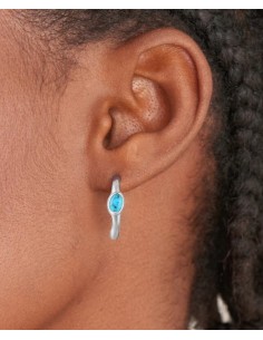 PENDIENTES DE ARO CON ONDAS Y TURQUESA PLATA 2