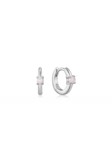 PENDIENTES DE ARO HUGGIE PLATA CON CABACHON