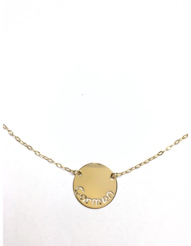 GARGANTILLA PLACA REDONDA NOMBRE EN ORO
