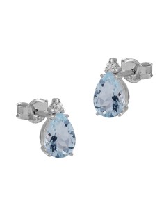 0,05ct-PENDIENTES ORO BLANCO AGUAMARINA