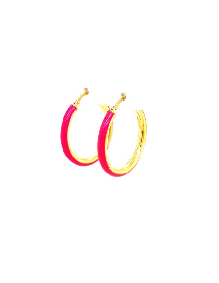 PENDIENTES ARO ESMALTE 26MM PLATA CHAP DE 1ª LEY