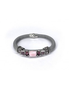 PULSERA C. ANCHA RECT. CENTRO PLA GRIS ROSA