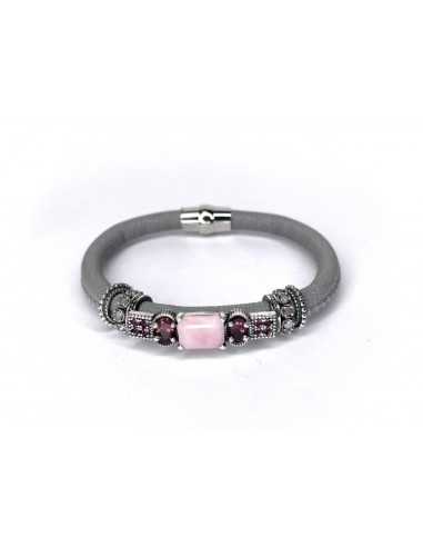 PULSERA C. ANCHA RECT. CENTRO PLA GRIS ROSA