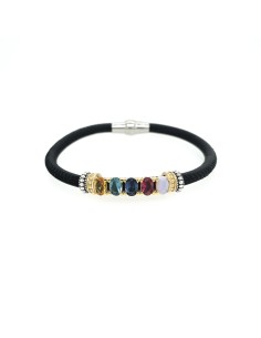 PULSERA CUERO MULTI OVALES COLORES