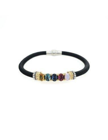 PULSERA CUERO MULTI OVALES COLORES