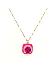 GARGANTILLA ENAMEL FUCSIA GOLD PLATA DE 1ª LEY