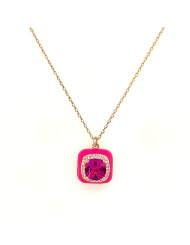 GARGANTILLA ENAMEL FUCSIA GOLD PLATA DE 1ª LEY