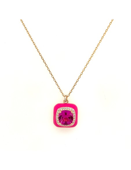 GARGANTILLA ENAMEL FUCSIA GOLD PLATA DE 1ª LEY