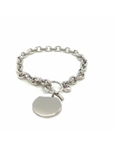 PULSERA PLACA REDONDA PLATA  DE 1ª LEY