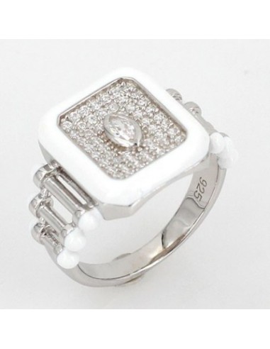 ANILLO CUADRADO BLANCO ZN PLATA DE 1ª LEY